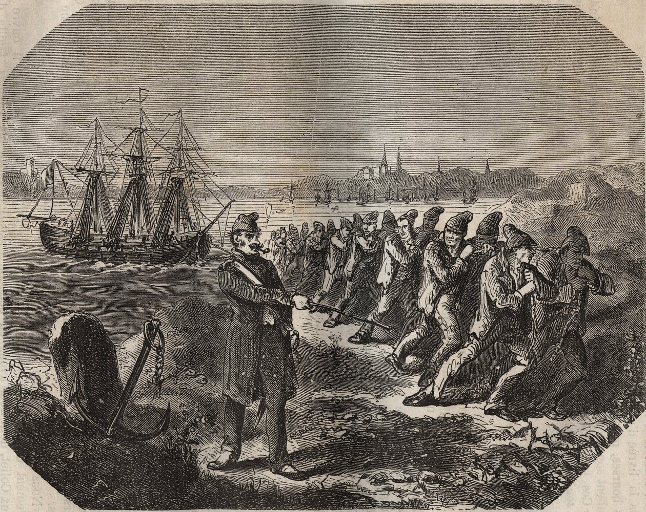 19वीं सदी में बैगने डे रोशफोर्ट में कॉर्डेल (बड़ी थकान का काम)। पियरे ज़ैकोन (1817-1895) (कोलोनिया पेनेल - दंड कॉलोनी) द्वारा "उनके निर्माण से लेकर आज तक दोषियों का इतिहास" (1877) में उत्कीर्णन द्वारा अनाम अनाम