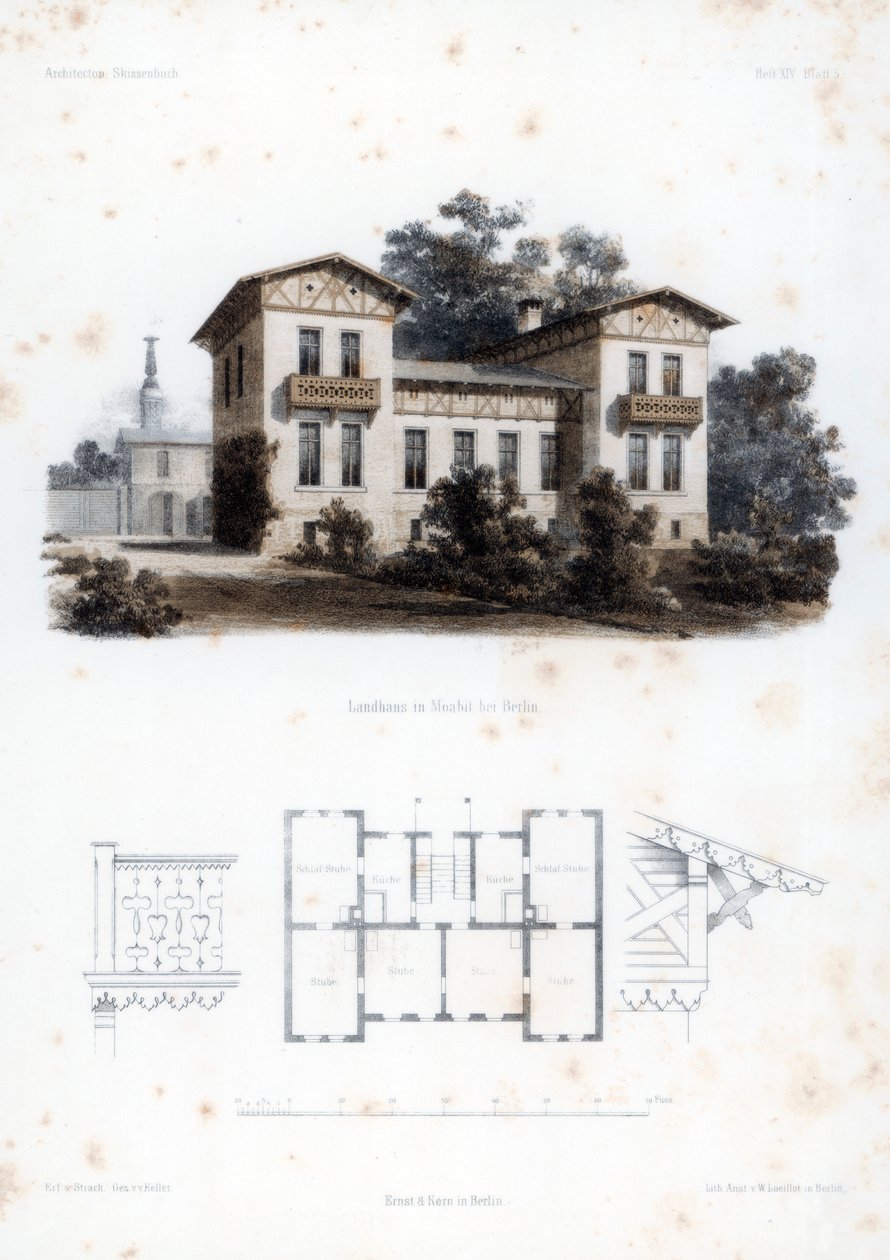 बर्लिन, जर्मनी के पास Moit में एक देश के घर के लिए डिजाइन, c1850। द्वारा डब्ल्यू लोइलोट