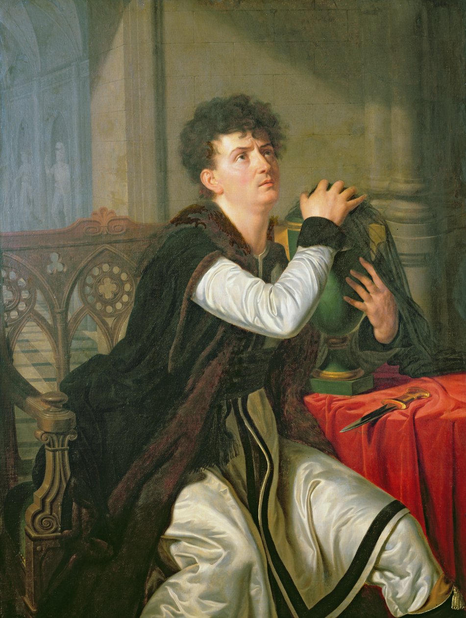 हेमलेट के रूप में फ्रेंकोइस जोसेफ तलमा (1763-1826) का पोर्ट्रेट द्वारा एंथेलमे फ्रेंकोइस लाग्रेनी