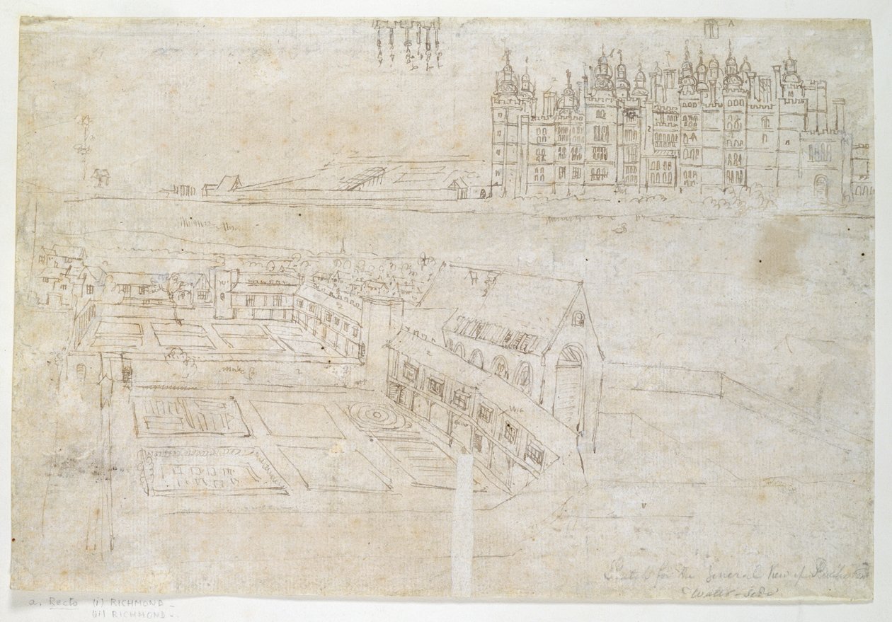 प्रिवी गार्डन, रिचमंड पैलेस, c.1544 (कागज पर कलम और स्याही) द्वारा एंथोनीस वैन डेन Wyngaerde