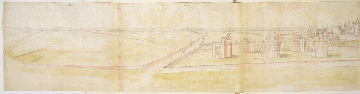 उत्तर से हैम्पटन कोर्ट पैलेस, c.1544 (कागज पर कलम, स्याही और wc) द्वारा एंथोनीस वैन डेन Wyngaerde