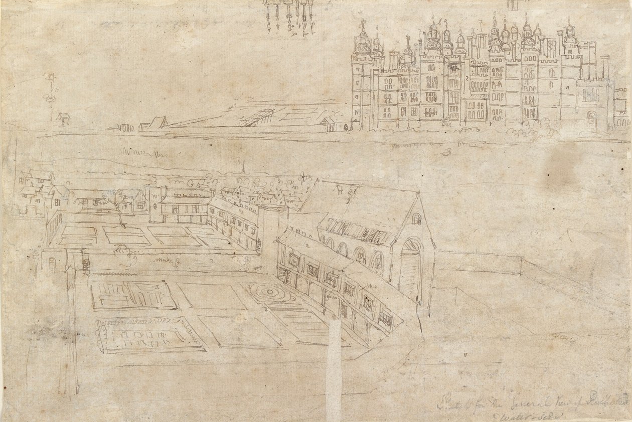रिचमंड पैलेस और प्रिवी गार्डन का रिवर फ्रंट, c1550s द्वारा एंथोनीस वैन डेन Wyngaerde