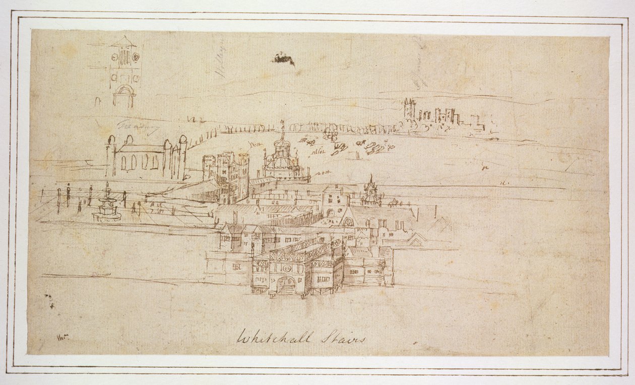 व्हाइटहॉल सीढ़ियाँ, सी। 1544 (कागज पर कलम और स्याही) द्वारा एंथोनीस वैन डेन Wyngaerde