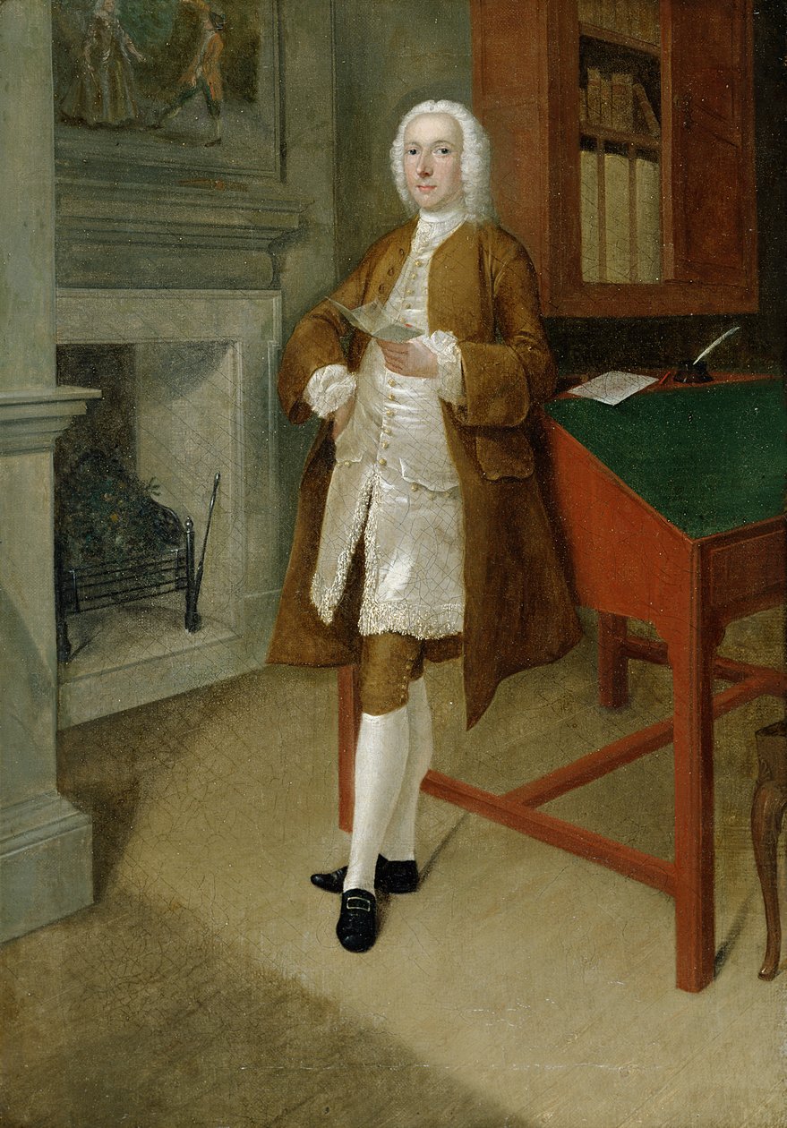 लाइब्रेरी में एक अनजान आदमी, c.1740-41 द्वारा एंथोनी डेविस