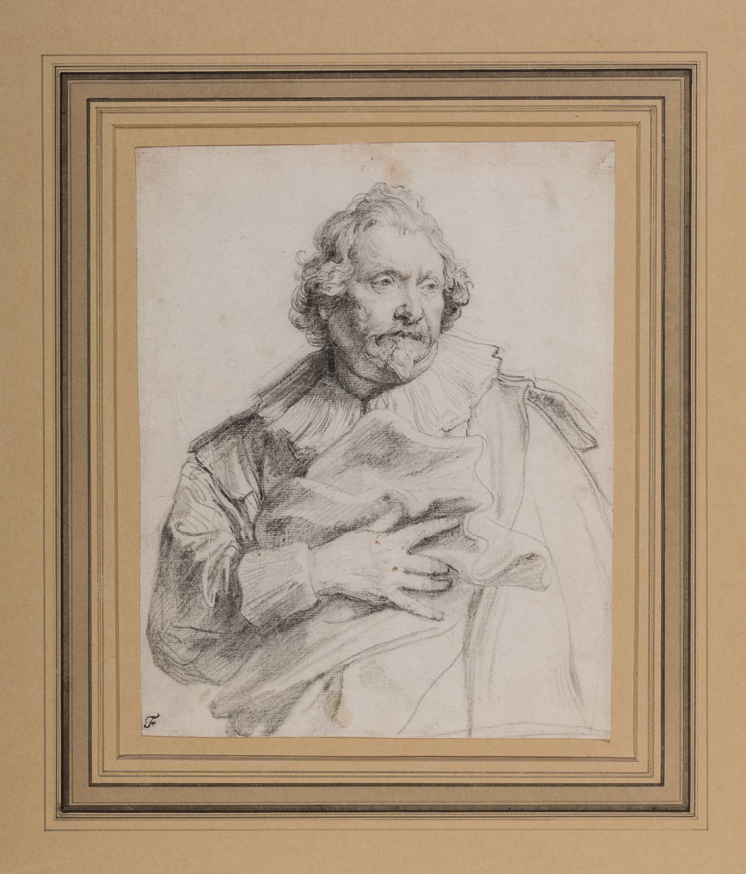 कैरोलस डी मल्लेरी, c.1632-35 (सफेद कागज पर काला चाक) द्वारा एंथोनी वैन डाइक