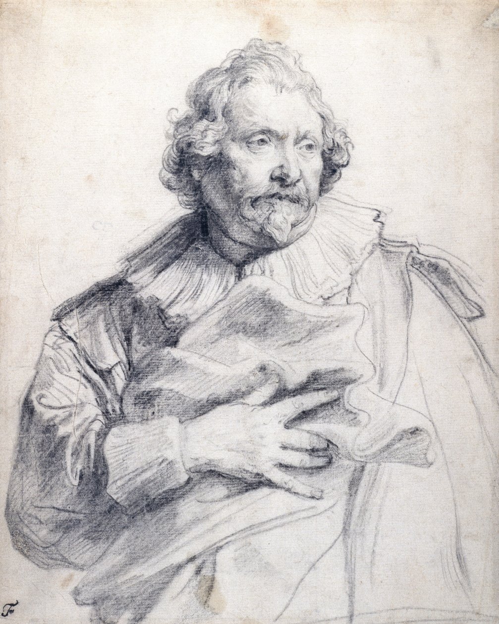कैरोलस डी मल्लेरी, c.1632-35 (सफेद कागज पर काला चाक) द्वारा एंथोनी वैन डाइक