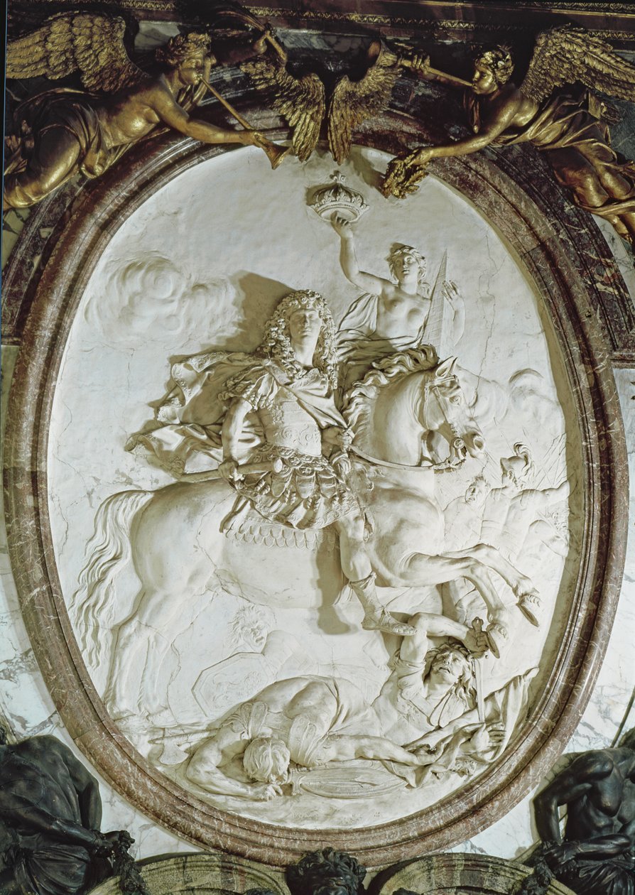 सैलून डे ला गुएरे से लुई XIV (1638-1715) का घुड़सवार चित्र, c.1687 (प्लास्टर) द्वारा एंटोनी कॉयसेवॉक्स