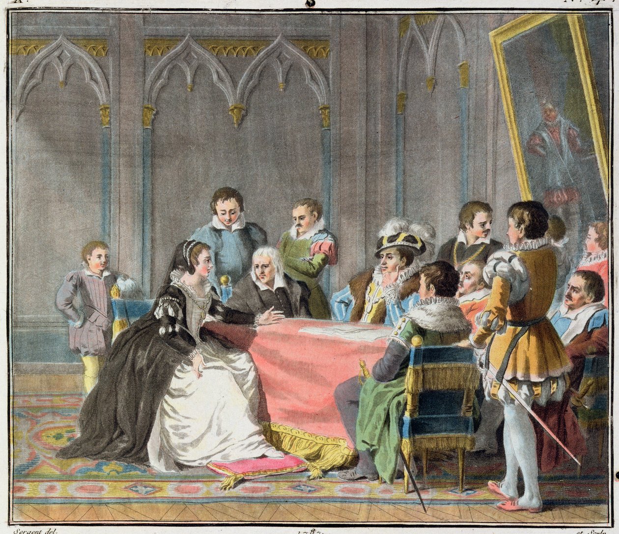 Marguerite de Valois (1553-1615) स्पेनिश इंक्विविशन के सामने, 1787 द्वारा एंटोनी लुई फ्रेंकोइस सीरजेंट मार्कोयू