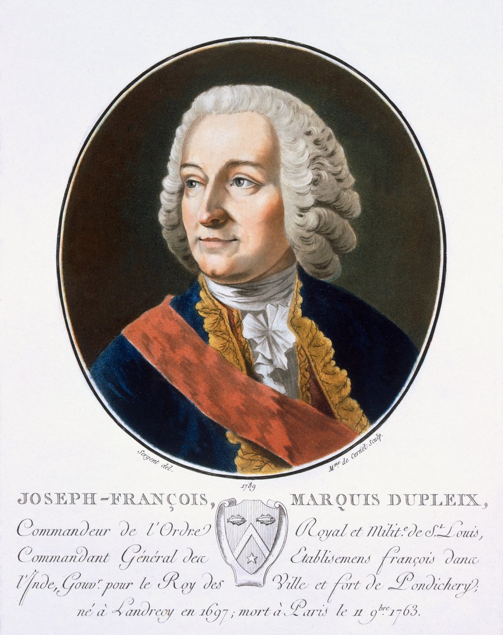 जोसेफ-फ्रेंकोइस, मारकिस डुप्लेक्स, &39;महापुरुषों, भद्र महिलाओं, और फ्रांस के यादगार विषयों, कब्र और रंग में मुद्रित&39; के चित्रों से, पियरे ब्लिन द्वारा प्रकाशित, 1786-92, पेरिस (रंग) द्वारा एंटोनी लुई फ्रेंकोइस सीरजेंट मार्कोयू