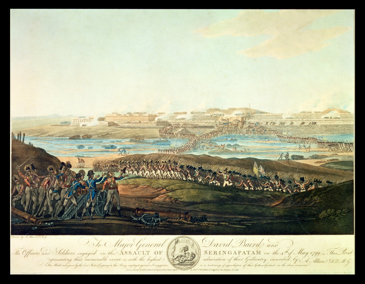 1799, 1801 में शेरिंगपत्तम पर कब्जा (रंग जलीय) द्वारा एंटोनी कार्डोन