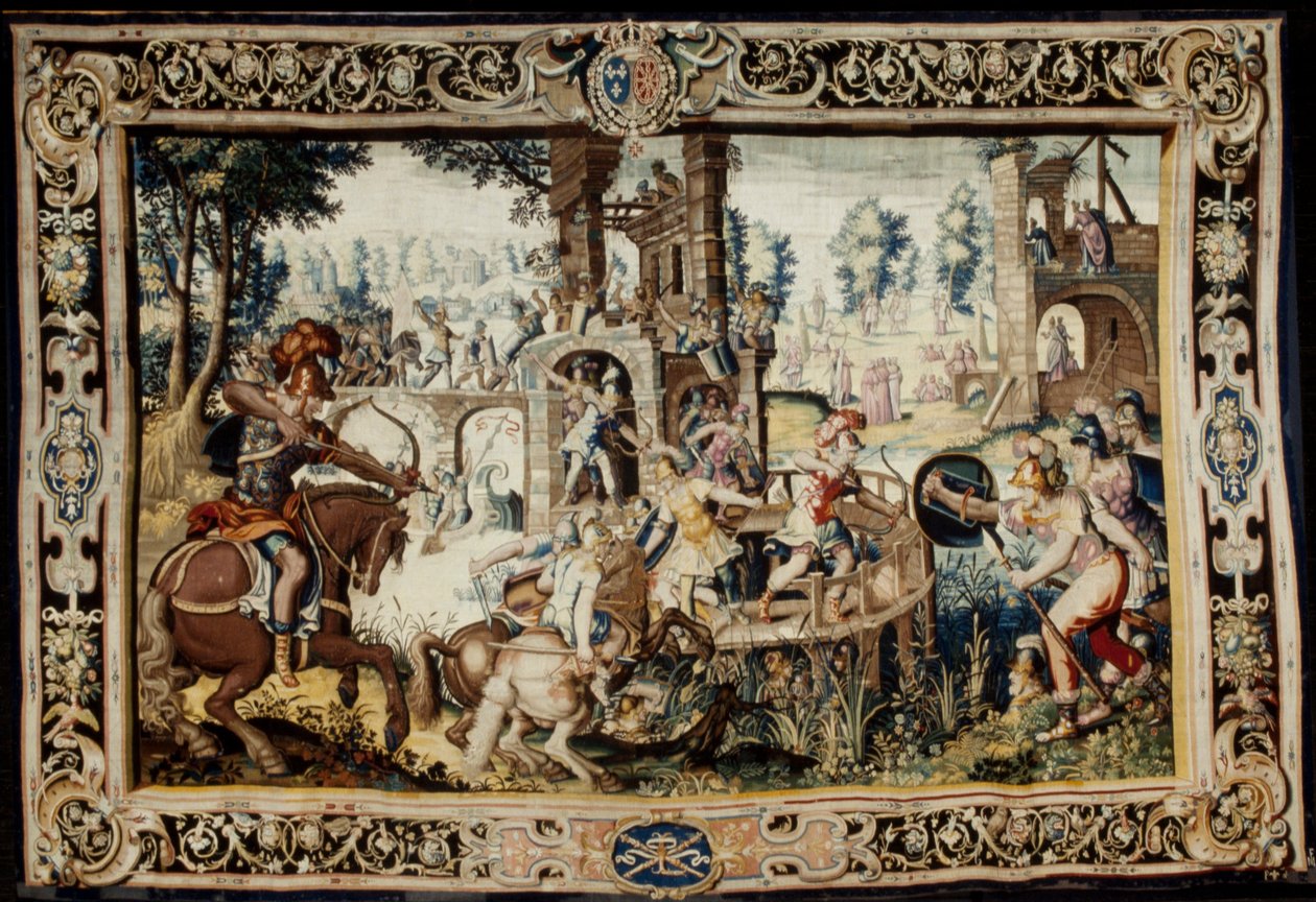 1562-1565 (बुना हुआ 1611-1627) (ऊन और रेशम) एक गढ़ के आक्रमण और रक्षा में व्यायाम द्वारा एंटोनी कारोन