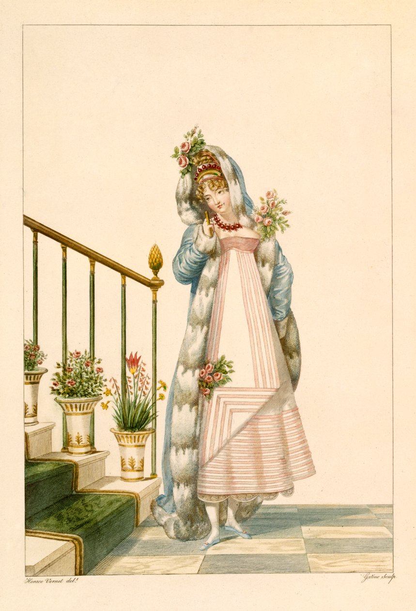 इनक्रेडिबल एंड वंडरफुल ’, 1801 से चित्रण, ermine धारित केप के साथ Ballgown द्वारा एंटोनी चार्ल्स होरेस वर्नेट