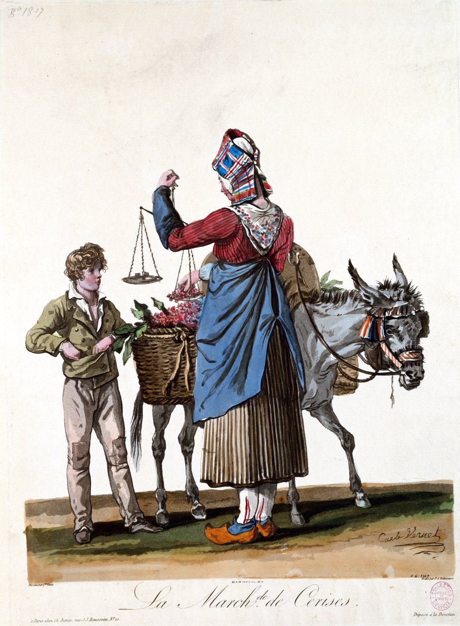 चेरी विक्रेता, फिलीबर्ट लुई देबुकोर्ट (1755-1832) द्वारा उत्कीर्ण द्वारा एंटोनी चार्ल्स होरेस वर्नेट