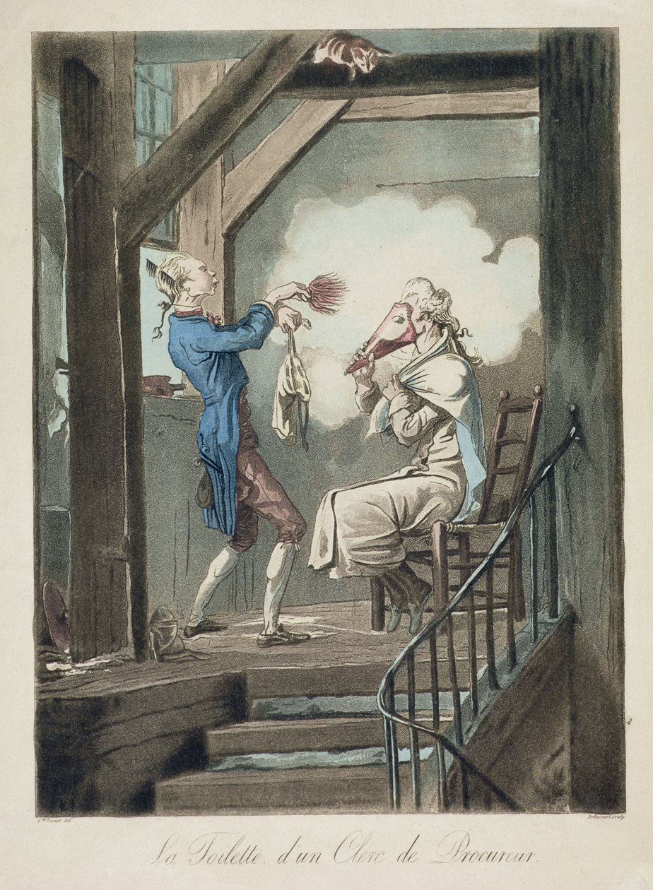एक अटॉर्नी क्लर्क का शौचालय, फिलीबर्ट लुई देबुकोर्ट (1755-1832) द्वारा उत्कीर्ण द्वारा एंटोनी चार्ल्स होरेस वर्नेट