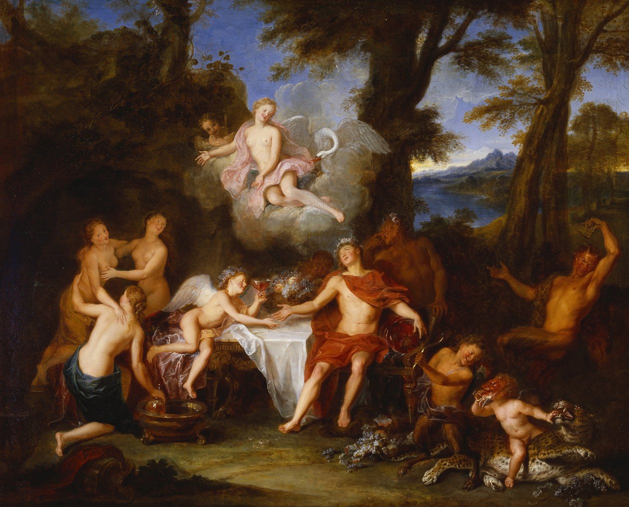 Bacchus और कामदेव के गठबंधन, c.1702 (तेल कैनवास पर) द्वारा एंटोनी कॉयपेल