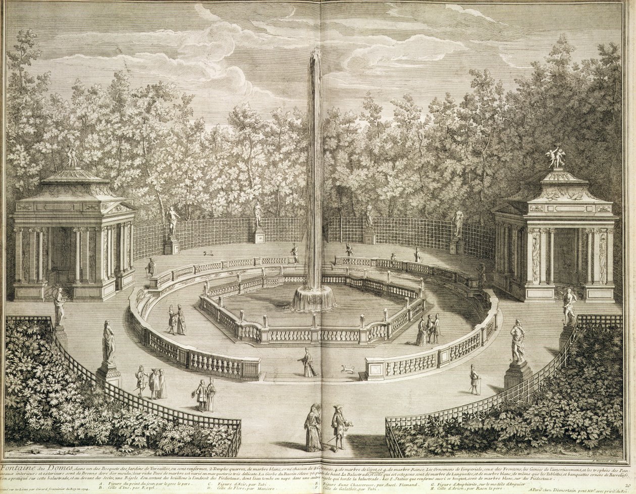 फॉनटेन डेस डोम्स, वर्साय, c.1715 (नक़्क़ाशी) द्वारा एंटोनी हेरिसेट