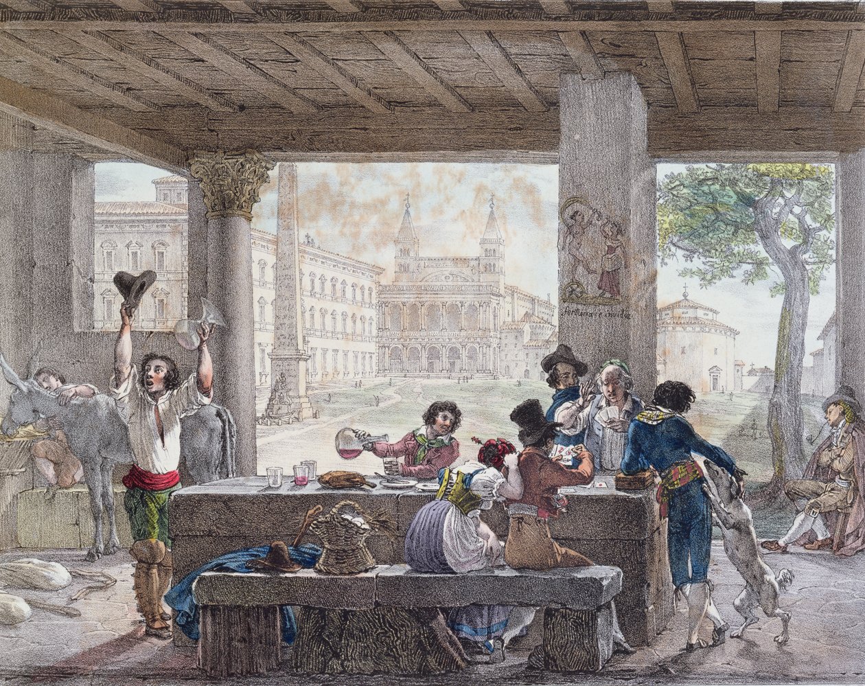 रोम में इन, फ्रेंकोइस अलेक्जेंड्रे विलेन (1798-1884) c.1820-30 द्वारा उत्कीर्ण द्वारा एंटोनी जीन बैप्टिस्ट थॉमस