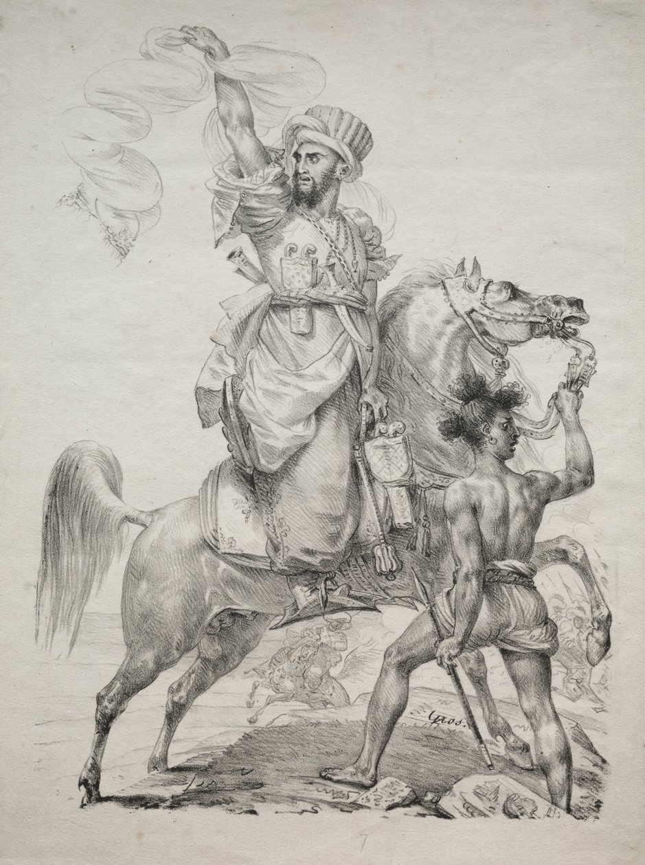 1817 में मदद के लिए हॉर्सबैक सिग्नलिंग पर एक मामेल्यूक प्रमुख। द्वारा एंटोनी जीन ग्रोस