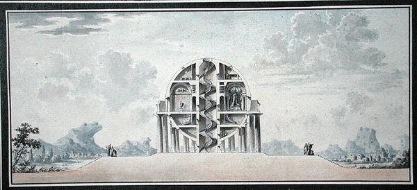 एक कॉस्मोपॉलिट के लिए एक सदन के लिए डिज़ाइन, 1783 (कागज पर wc) (विवरण) (195241-195242, 196724-196725 भी देखें) द्वारा एंटोनी लॉरेंट थॉमस वाउडर