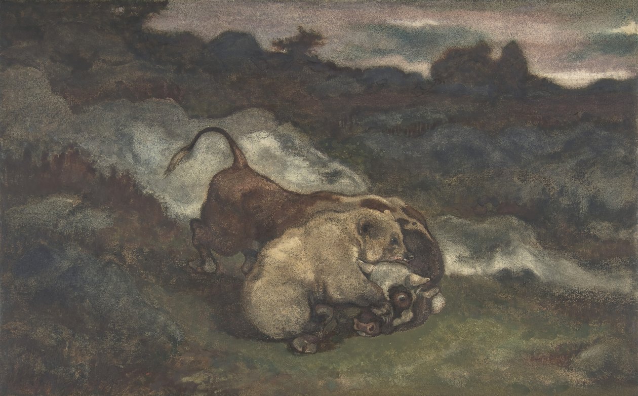 बियर किलिंग अ बुल, 1810-75। द्वारा एंटोनी लुइस बेरी