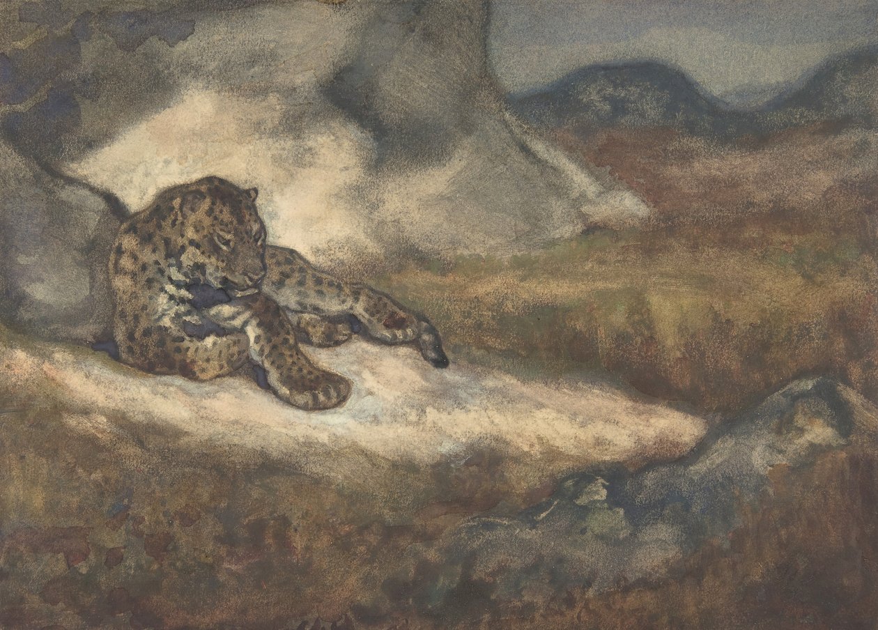 तेंदुआ लेटा हुआ, 1810-75। द्वारा एंटोनी लुइस बेरी