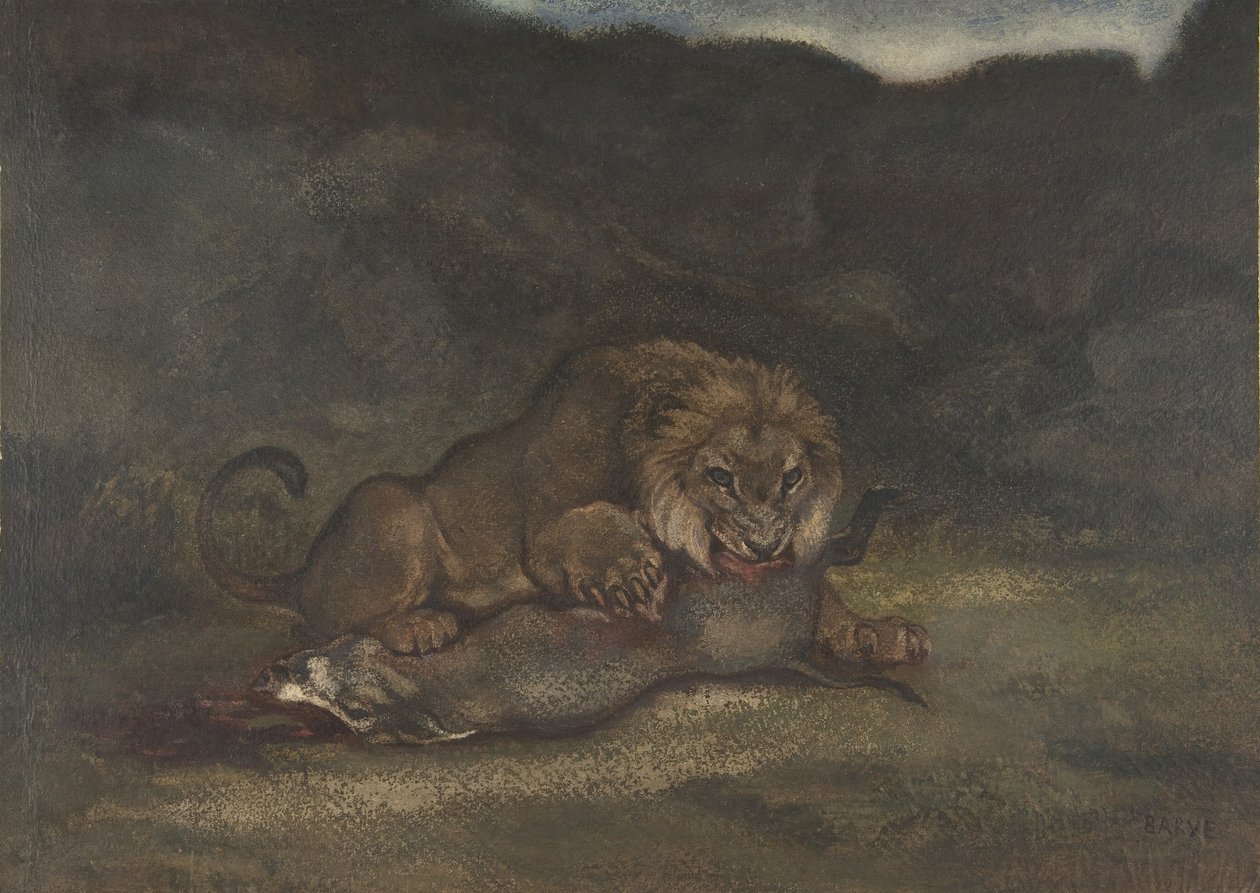 सिंह भक्षण शिकार, 1810-75। द्वारा एंटोनी लुइस बेरी