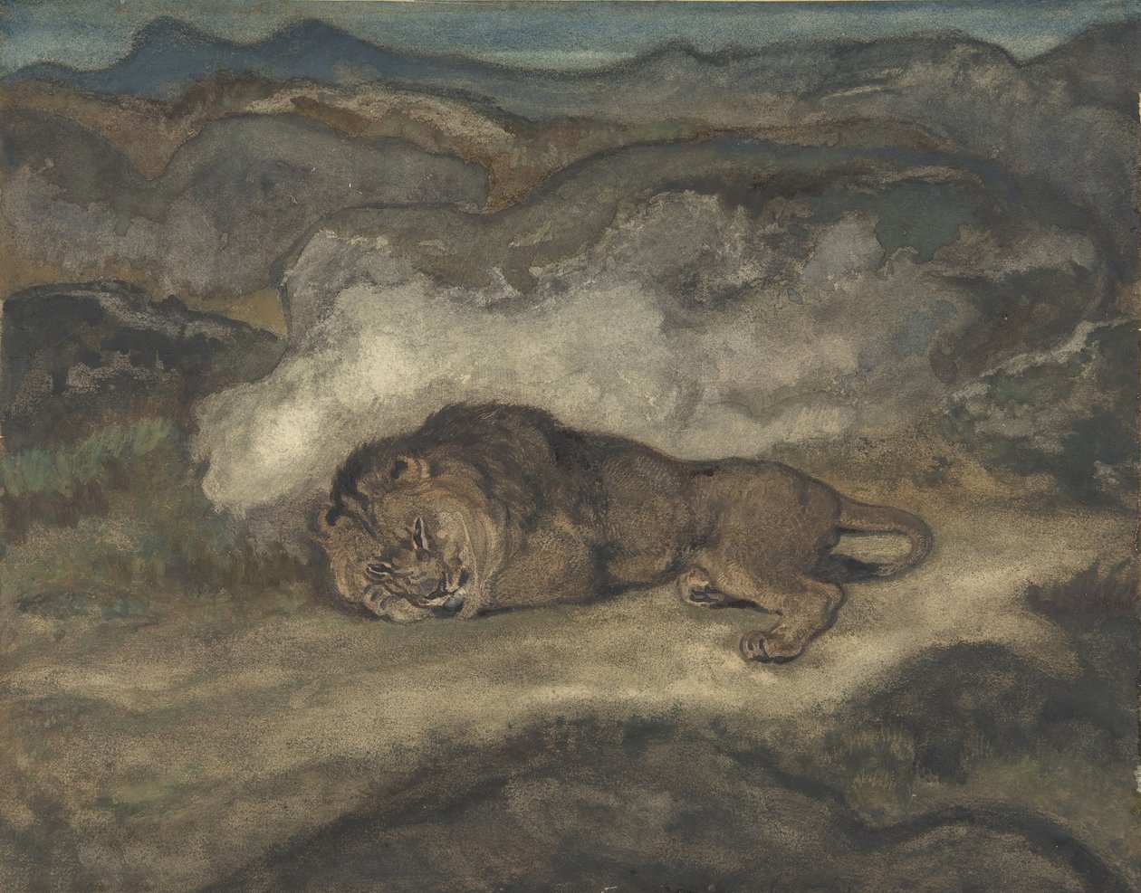 लायन स्लीपिंग, 1810-75। द्वारा एंटोनी लुइस बेरी