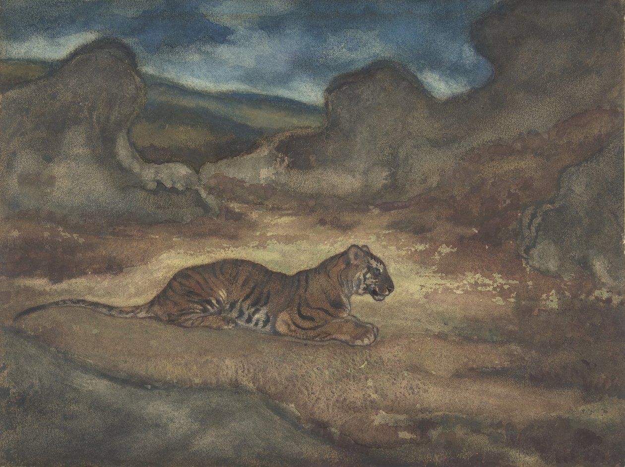 लैंडस्केप में टाइगर, 1810-75। द्वारा एंटोनी लुइस बेरी