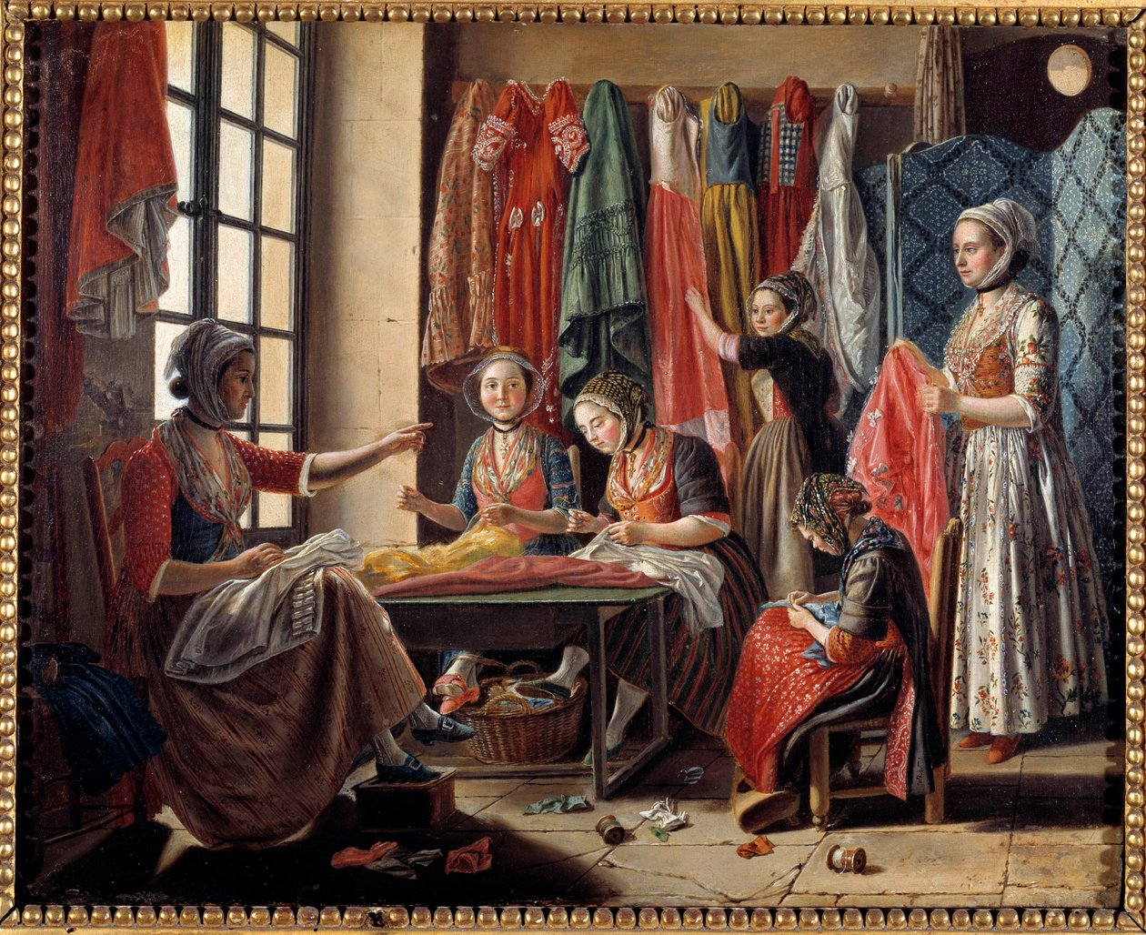 1760 में Arles में एक सिलाई कार्यशाला एंटोनी रासपाल (1738-1811) द्वारा 1760 Arles, Musee Reattu द्वारा चित्रकारी द्वारा एंटोनी रस्पाल