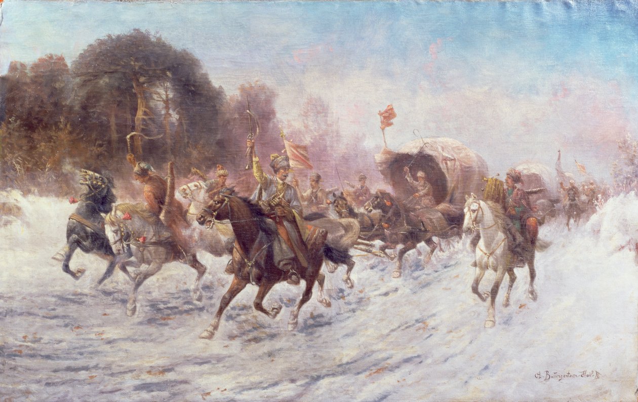 एक सर्दियों के परिदृश्य में Cossacks द्वारा एंटोन बॉमगार्टनर स्टोइलॉफ़