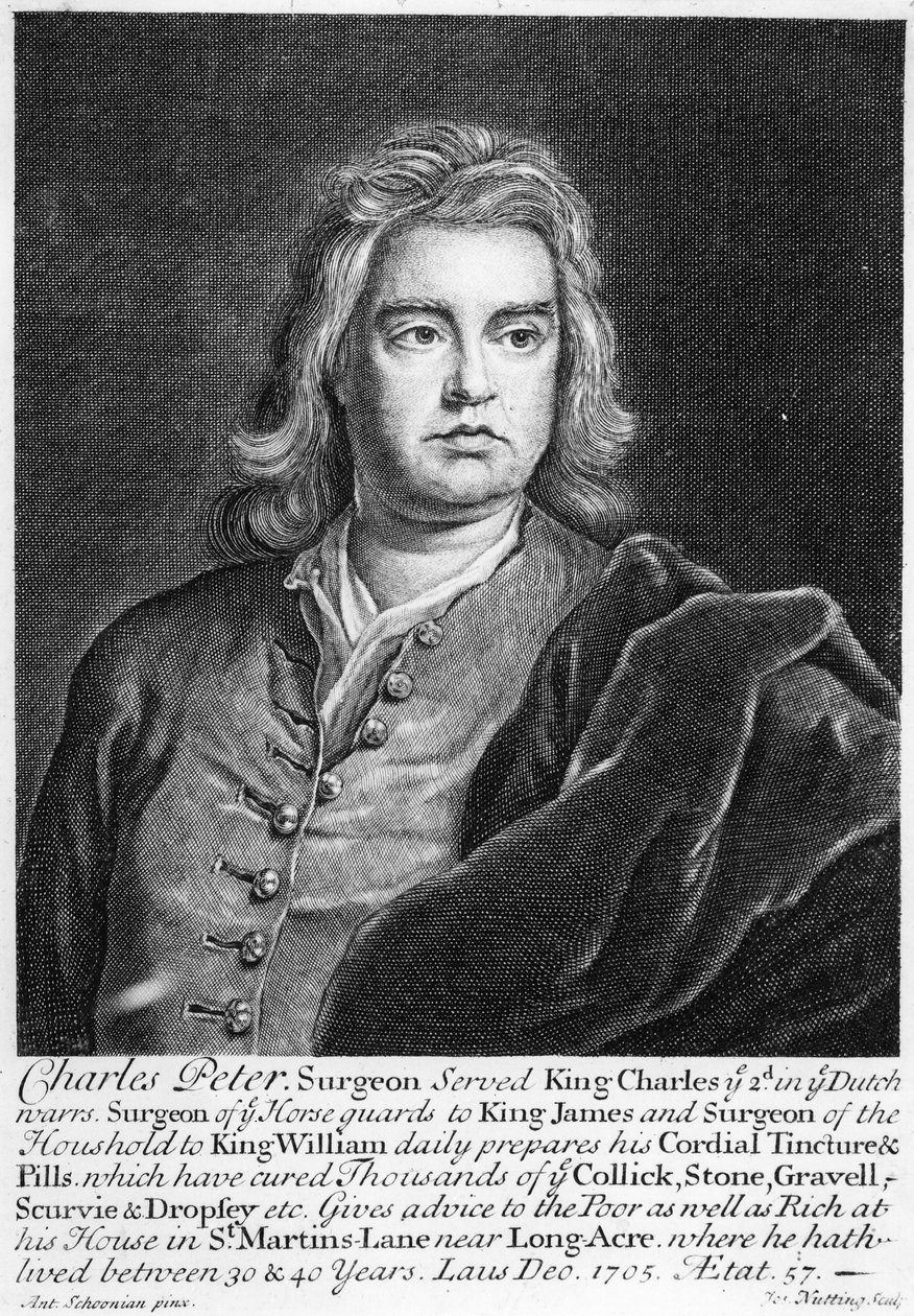 चार्ल्स पीटर, जोसफ न्यूटिंग द्वारा उत्कीर्ण, 1705 द्वारा एंटोन शूनजंस