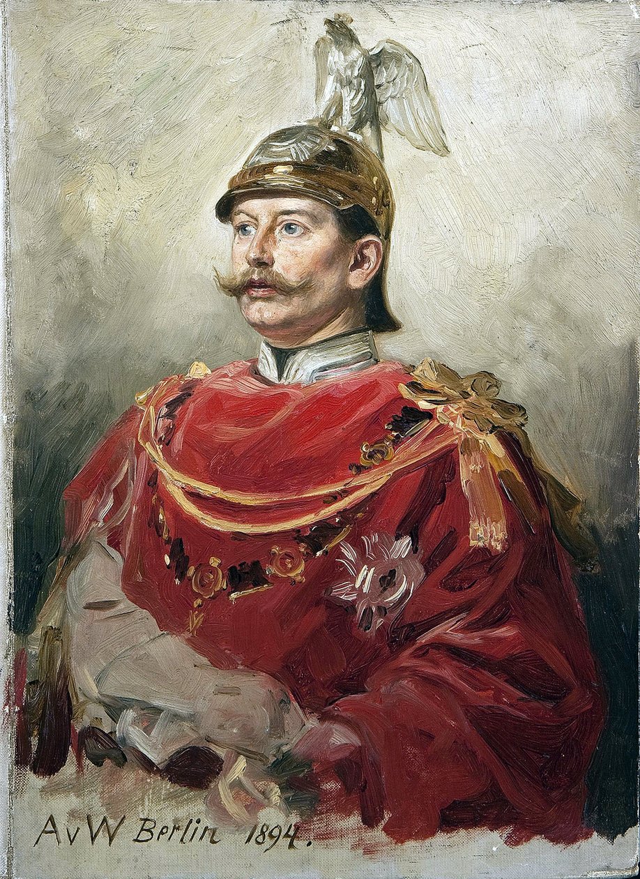जर्मन सम्राट विल्हेम II (1859-1941), प्रशिया पार वर्नर के राजा, एंटोन वॉन (1843-1915) का गिलाउम II पोर्ट्रेट। कार्डबोर्ड पर तेल, आकार: 32x22,5 द्वारा एंटन अलेक्जेंडर वॉन वर्नर
