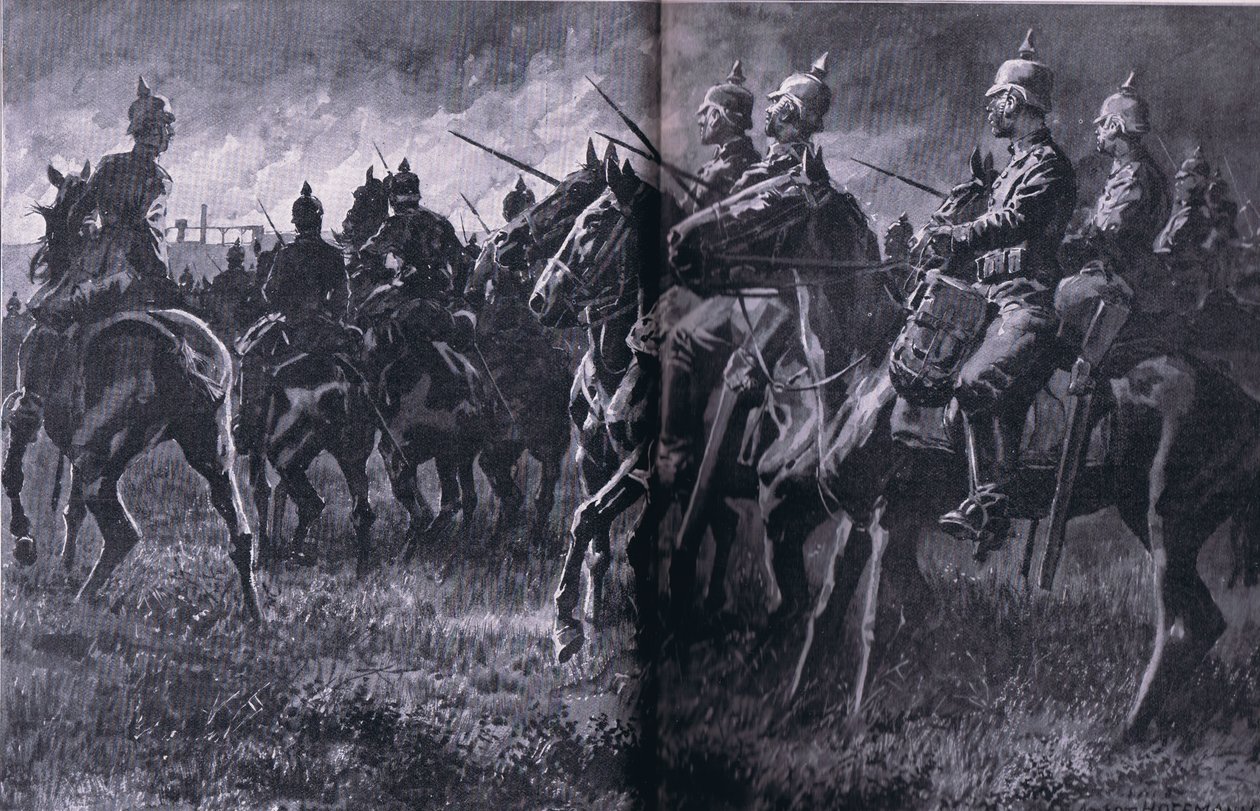 द इलस्ट्रेटेड हिस्ट्री ऑफ़ द वर्ल्ड वॉर 1914-1915 पब से लिबिन में खदान में लगी आग। यूनियन बर्लागसेफेलफ्चाफ्ट द्वारा द्वारा एंटोन हॉफमैन