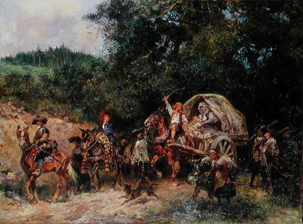 कैंप फॉलोअर्स, c.1900 (कैनवास पर तेल) द्वारा एंटोन हॉफमन
