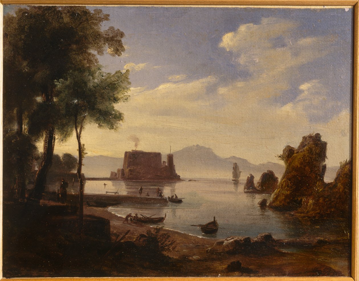 नेपल्स में Castel dell 'Ovo (कैनवास पर तेल) द्वारा एंटोन सिमिनक पितलू
