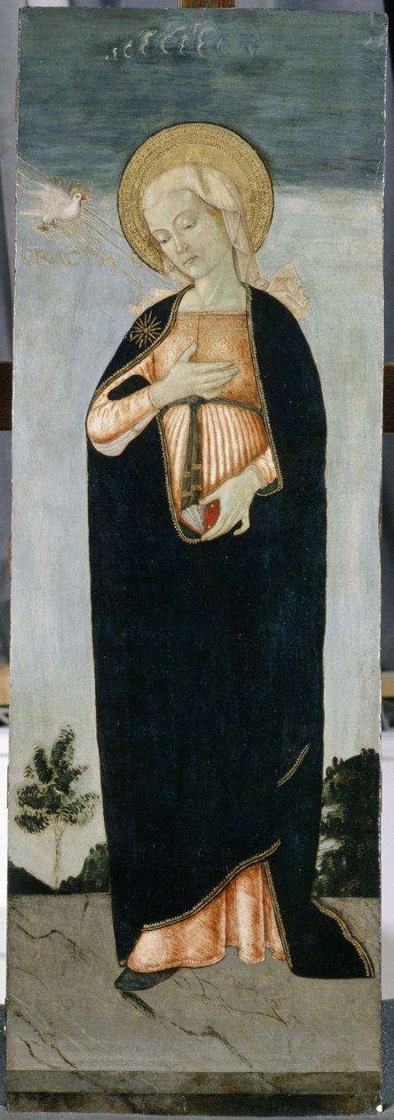 मैरी एट दी एनाउंसमेंट, c.1500 (टेम्परा ऑन पॉपलर वुड) द्वारा एंटोनियाज़ो रोमानो