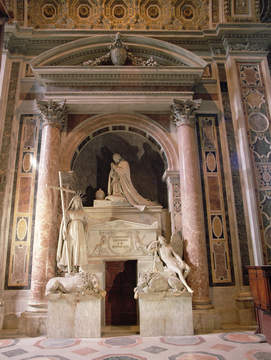 पोप क्लेमेंट XIII (1693-1769) का मकबरा, 1783-92 (संगमरमर) द्वारा एंटोनियो कैनोवा