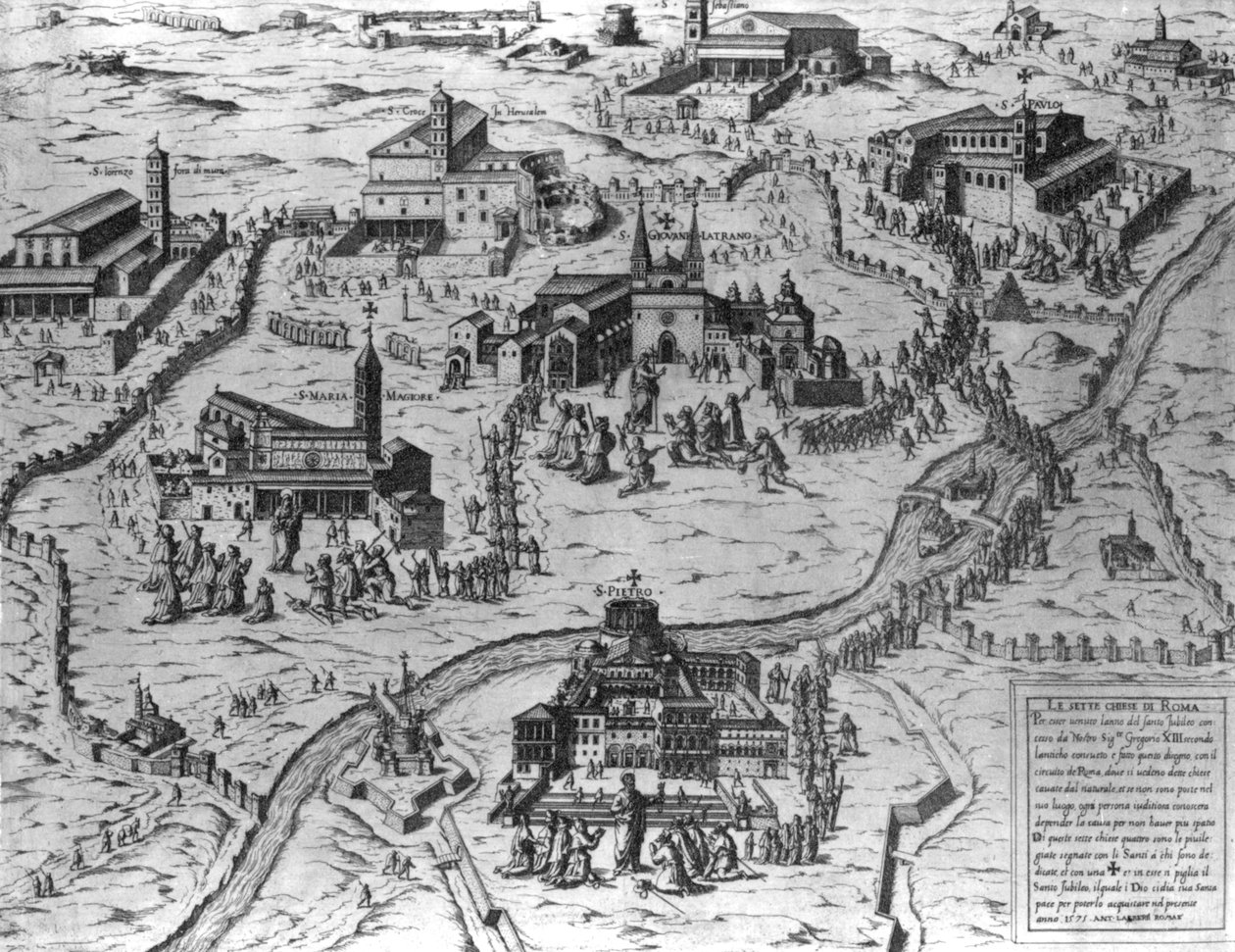 रोम के सात चर्च, 1575 द्वारा एंटोनियो लफ़री