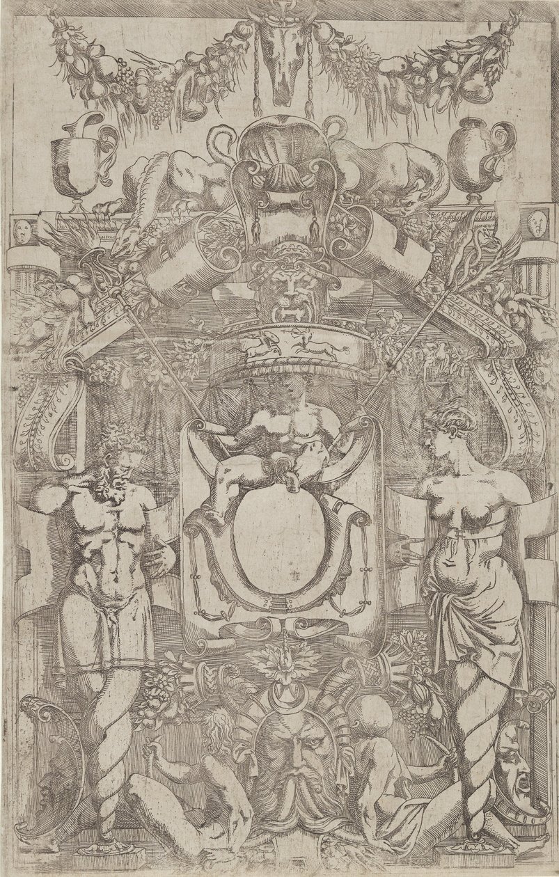 एक छोटे खाली ओवल के साथ आभूषण, 1540-45। द्वारा एंटोनियो फैंटुज़ी