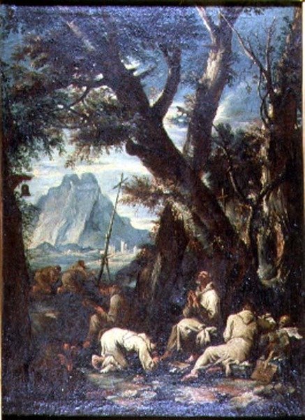 हर्मिट्स वाला ग्रामीण इलाका, c.1700-10 (कैनवास पर तेल) द्वारा एंटोनियो फ्रांसेस्को पेरुज़िनी