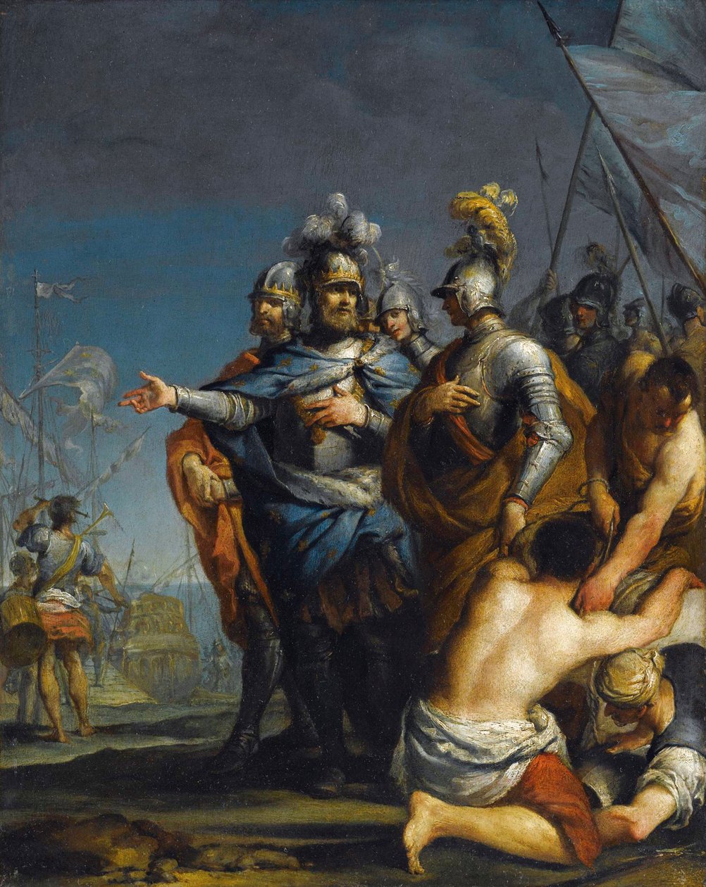 सेंट लुइस धर्मयुद्ध के लिए प्रस्थान एंटोनियो गियोनिमा (1697-1732) - तांबे पर तेल, 45x35,8 - निजी संग्रह द्वारा एंटोनियो जियोनीमा