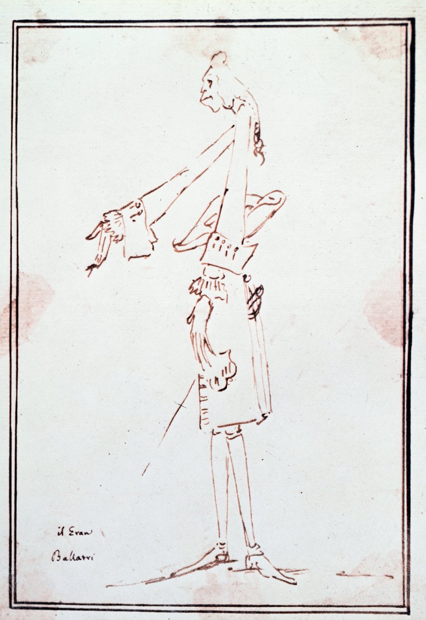 एंटन मारिया ज़ानेटी (1679-1767) द्वारा फ़िलिपो बालात्री (1676-1756) का इतालवी कैस्ट्रट (कैस्ट्रेटो) कैरिकेचर का पोर्ट्रेट। 18वीं सदी का निजी संग्रह द्वारा एंटोनियो मारिया ज़ानेटी