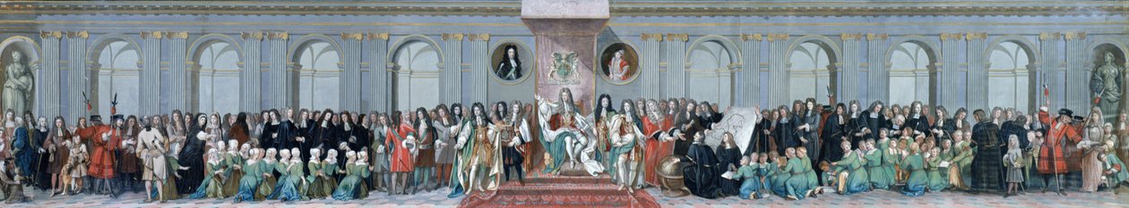 जेम्स II (1633-1701) मसीह के अस्पताल के गणितीय विद्वानों को प्राप्त करना द्वारा एंटोनियो वेरियो