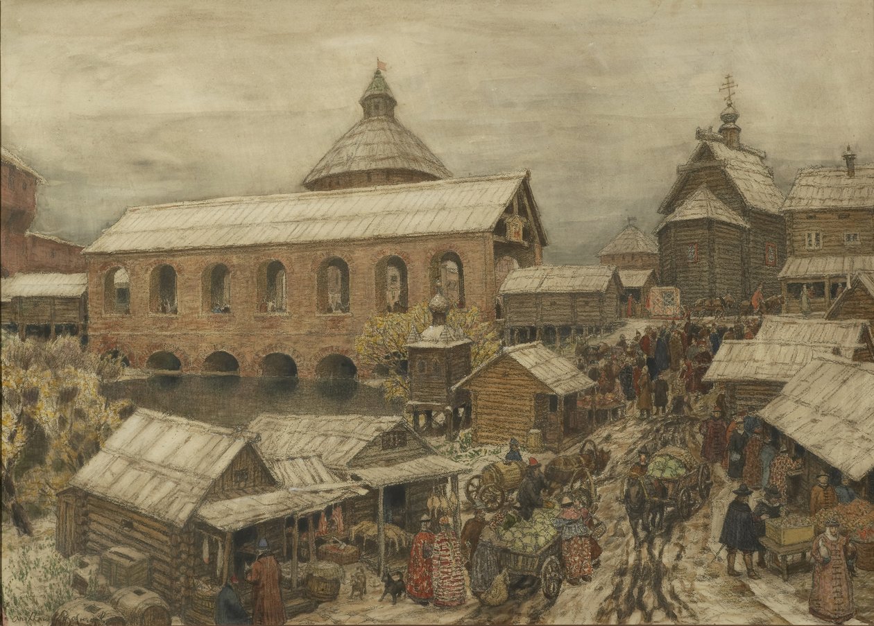 पुराना मास्को। ओखोटी रियाद शिकार रो, 1900s-1910 द्वारा अपोलिनारी मिखाइलोविच वासनेटोसेव