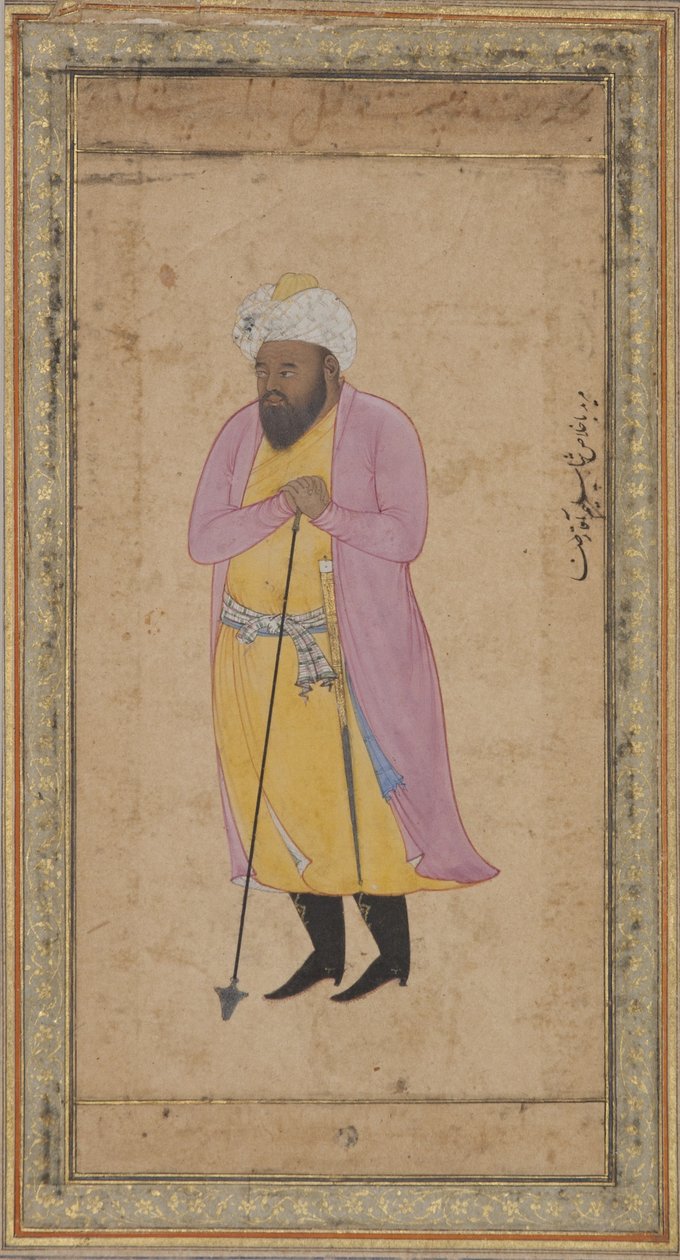 एक माली अपने फावड़े पर झुकता है, c.1600 (कागज पर अपारदर्शी wc और सोना) द्वारा अका रिज़ा