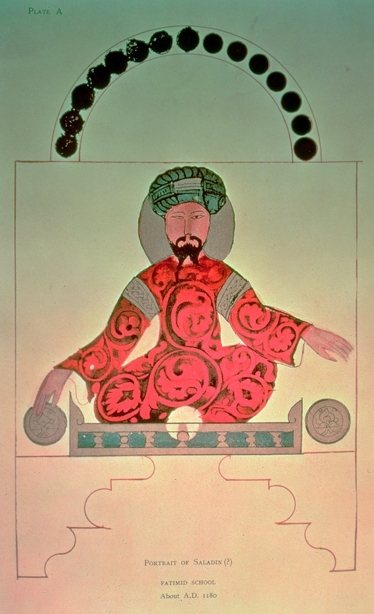सलादीन का पोर्ट्रेट (1138-93) द्वारा अरबी स्कूल