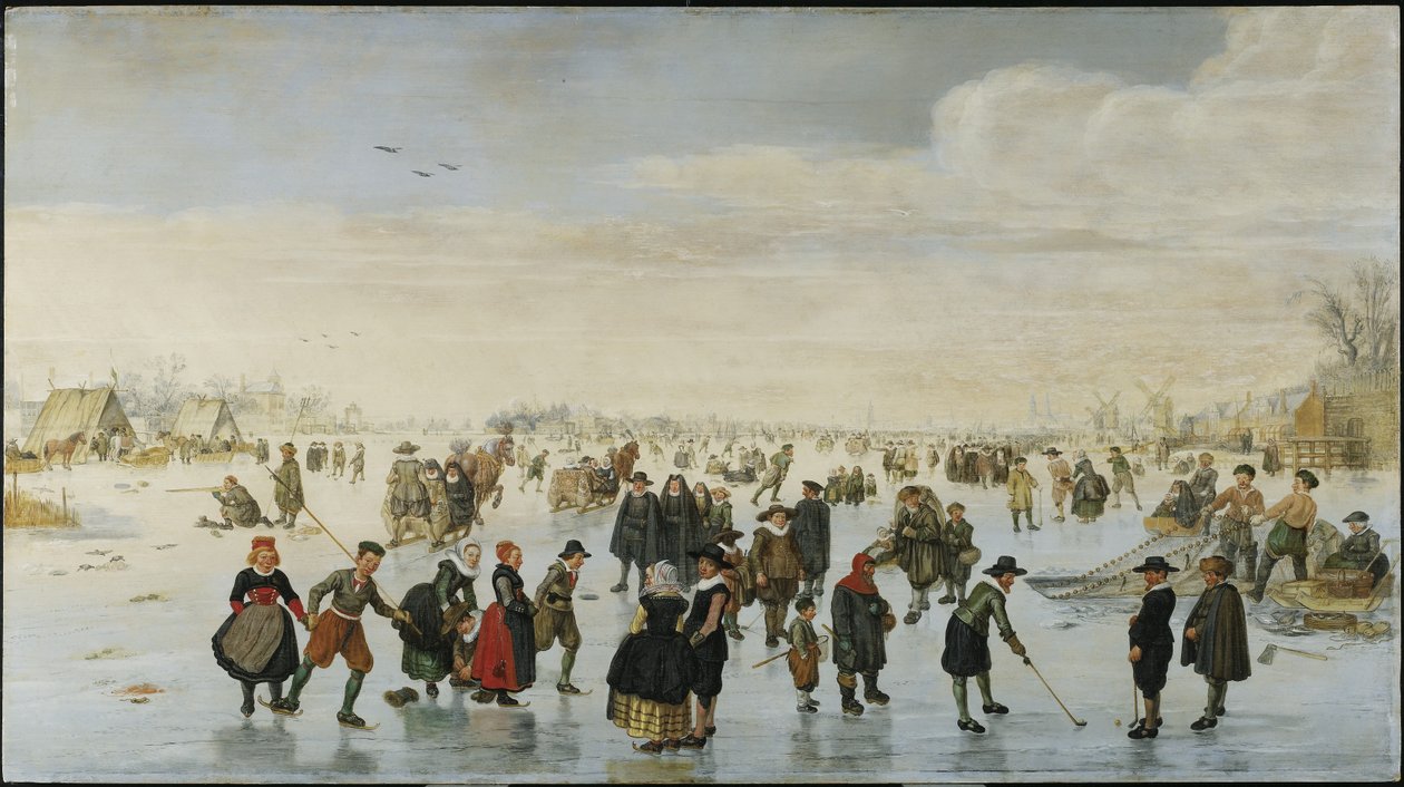 Amstel पर स्केटर्स, c.1620 द्वारा Arent Arentsz
