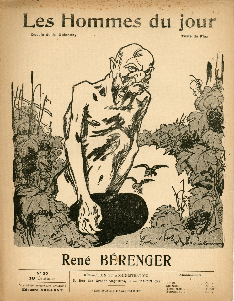 ""द मेन ऑफ द डे" का कवर, बी एंड डब्ल्यू में व्यंग्य, सीए। 1909: सेंसरशिप - बेरेन्जर रेने (1830-1915) - एरिस्टाइड डेलानॉय द्वारा चित्रण (1874-1911) द्वारा एरिस्टाइड डेलानॉय