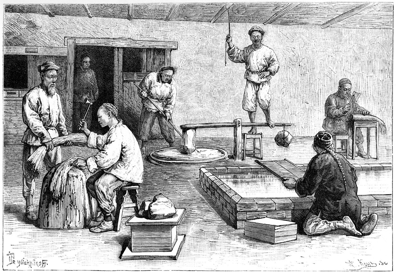 एक पेपर मिल, चीन, 1895। द्वारा अरमानंद कोहल