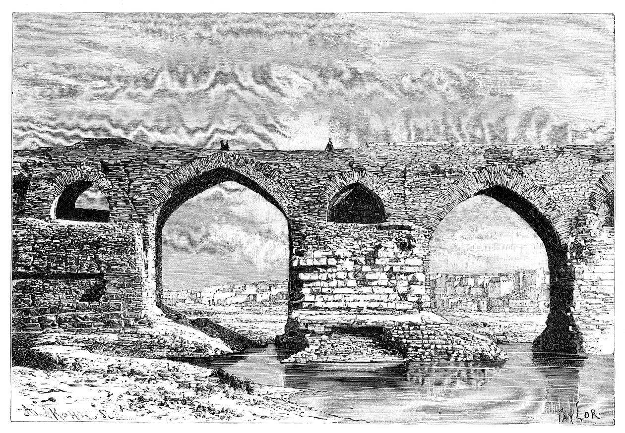 द ब्रिज ऑफ डीज़फुल, ईरान, 1895। द्वारा अरमानंद कोहल